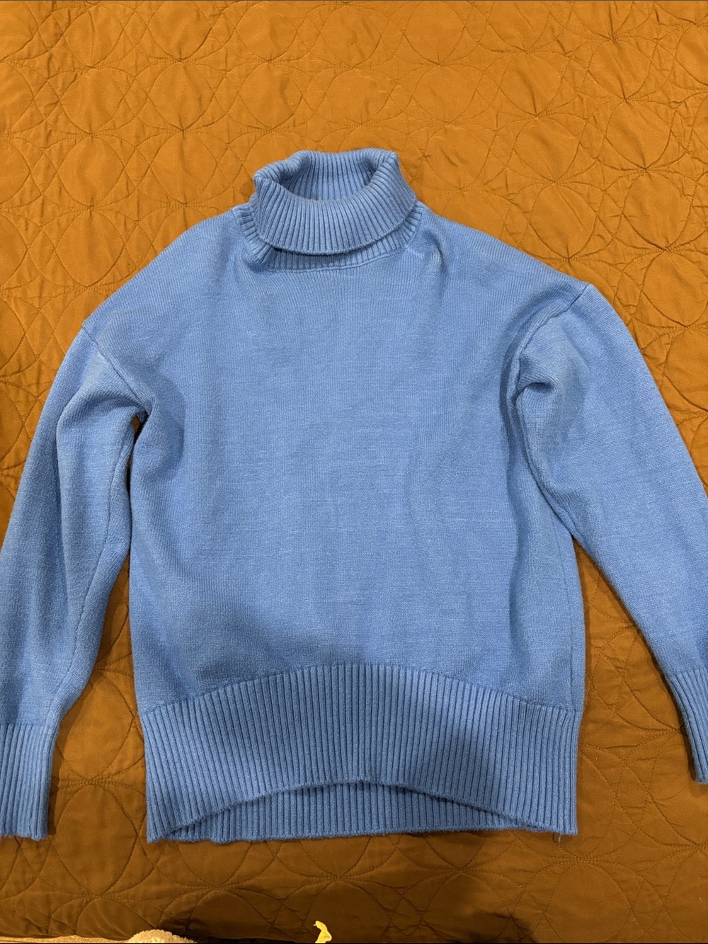 Light Blue Turtleneck Sweater - Cozy Rib-Trim Knit